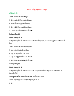 20 câu Trắc nghiệm Tổng hợp các số thực (Kết nối tri thức) có đáp án 2024 – Toán lớp 7