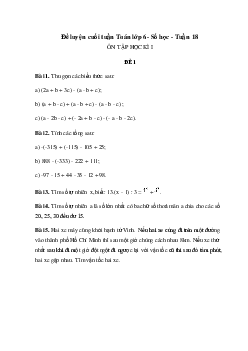 Bài tập cuối tuần Số học Toán lớp 6 tuần 18 có đáp án