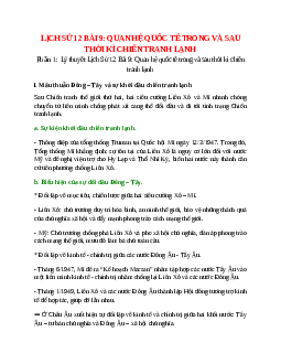 Lý thuyết Lịch Sử 12 Bài 9 (mới 2023 + 72 câu trắc nghiệm): Quan hệ quốc tế trong và sau thời kì chiến tranh lạnh