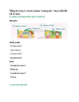 Tiếng Anh lớp 2 Unit 6 Lesson 3 trang 28 – Kết nối tri thức