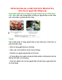 Nêu một số biện pháp sử dụng các nguyên liệu an toàn, hiệu quả và bảo đảm sự phát triển