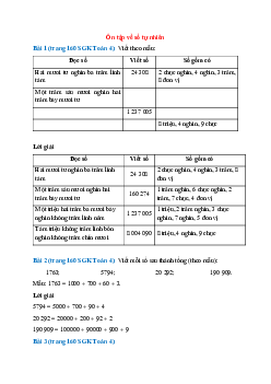 Toán lớp 4 trang 160 Ôn tập về số tự nhiên