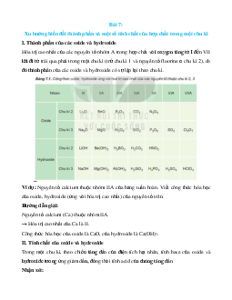 Lý thuyết Xu hướng biến đổi thành phần và một số tính chất của hợp chất trong một chu kì (Kết nối tri thức 2024) hay, chi tiết | Hóa học 10