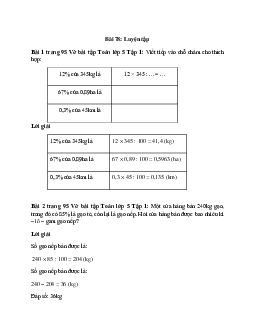 Vở bài tập Toán lớp 5 Tập 1 trang 95, 96 Bài 78: Luyện tập