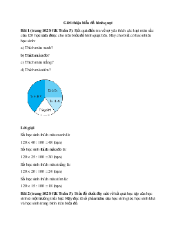 Toán lớp 5 trang 102 Giới thiệu biểu đồ hình quạt