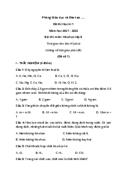 Bộ 10 Đề thi Hóa học lớp 8 Học kì 1 năm 2024 - 2025 tải nhiều nhất