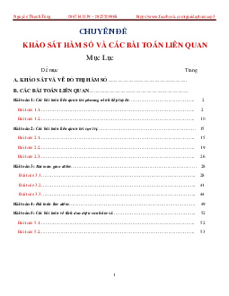 Khảo sát hàm số và các bài toán liên quan - bản 2
