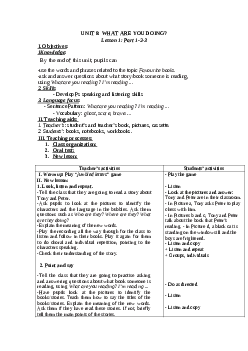 Giáo án tiếng anh 5 unit 8: What are you doing? mới nhất