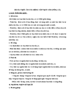 Giáo án Công Nghệ 7 Bài 52: Thức ăn của động vật thủy sản (tôm, cá) mới nhất - CV5512