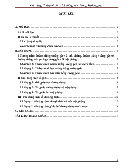 Các dạng toán quan hệ vuông góc trong không gian