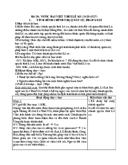 Giáo án Lịch sử 7 bài 20 Nước Đại Việt thời Lê sơ (1428-1527) tiết 1 mới nhất