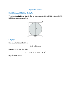 Tính diện tích hình tròn tâm O