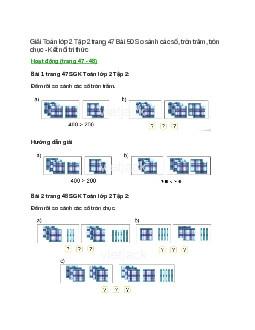 Giải SGK Toán lớp 2 Tập 2 trang 47, 48, 49 Bài 50: So sánh các số, tròn trăm, tròn chục | Kết nối tri thức