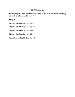 Tìm số tự nhiên x bé nhất trong các số 2; 3; 4; 5 sao cho 2,6 × x > 7