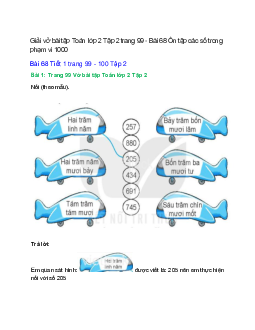 Vở bài tập Toán lớp 2 Tập 2 trang 99, 100, 101 Bài 68: Ôn tập các số trong phạm vi 1000 | Kết nối tri thức