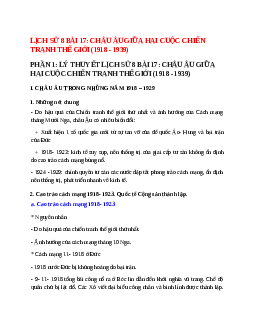 Lý thuyết Lịch Sử 8 Bài 17 (mới 2023 + 10 câu trắc nghiệm): Châu Âu giữa hai cuộc chiến tranh thế giới (1918 - 1939)