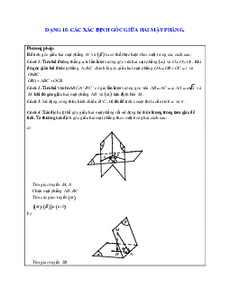 Phương pháp giải và bài tập về Cách xác định góc giữa hai mặt phẳng chọn lọc