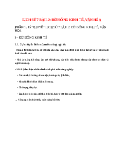 Lịch Sử 7 Bài 12 (Lý thuyết và trắc nghiệm): Đời sống kinh tế, văn hóa
