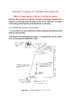 Lý thuyết Sinh học 11 Bài 46 (mới 2023 + 19 câu trắc nghiệm): Cơ chế điều hòa sinh sản