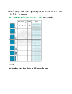 Vở bài tập Toán lớp 2 Tập 2 trang 48, 49, 50: Các số từ 101 đến 110 | Chân trời sáng tạo