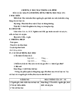 GIÁO ÁN CÔNG NGHỆ 6 BÀI 2: CÁC LOẠI VẢI THƯỜNG DÙNG TRONG MAY MẶC (T1) MỚI NHẤT – CV5512