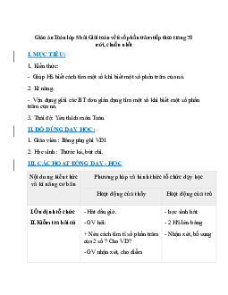 Giáo án Giải toán về tỉ số phần trăm tiếp theo trang 78 (2024) mới nhất - Toán lớp 5