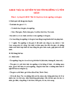 GDCD 7 Bài 16 (Lý thuyết và trắc nghiệm): Quyền tự do tín ngưỡng và tôn giáo