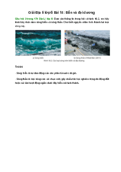 Dựa vào thông tin trong bài và hình 18.2, em hãy trình bày khái niệm sóng biển và sóng thần