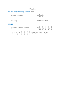 Tính: 534271 - 134583; 11/12 - 5/6