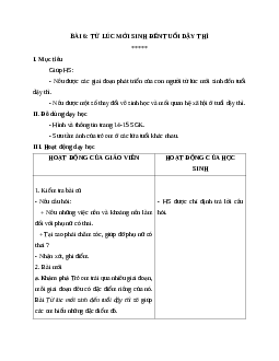 Giáo án khoa học 5 bài 6: Từ lúc mới sinh đến tuổi dậy thì mới nhất