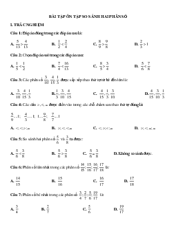 50 Bài tập So sánh hai phân số (có đáp án)- Toán 5