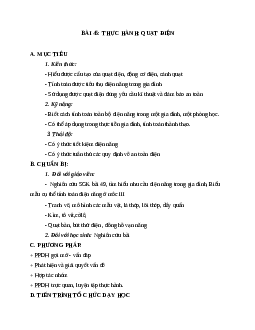 Giáo án Công Nghệ 8 Bài 45: Thực hành: Quạt điện mới nhất