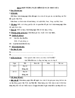 Giáo án Địa lý 6 Bài 9: Hiện tượng ngày, đêm dài ngắn theo mùa