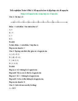 30 câu Trắc nghiệm Số nguyên âm và tập hợp các số nguyên (Chân trời sáng tạo) có đáp án 2024 – Toán 6