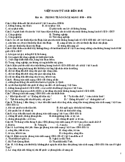 Trắc nghiệm Lịch Sử 12 Lịch Sử Việt Nam giai đoạn 1930 - 2000 chọn lọc