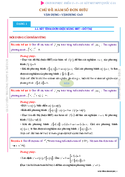 Bài toán VD – VDC về tính đơn điệu của hàm số