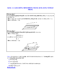 Phương pháp giải và bài tập về Cách chứng minh đường thẳng song song với mặt phẳng