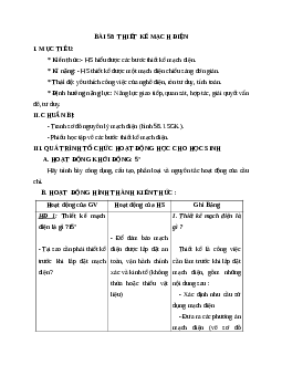 Giáo án Công nghệ 8 Bài 58: Thiết kế mạch điện mới nhất - CV5512