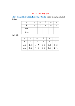 Viết tỉ số của hai số vào ô trống: Bài 1 trang 61 vở bài tập Toán lớp 4 Tập 2