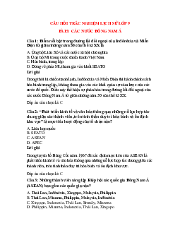 43 câu Trắc nghiệm Lịch sử 9 Bài 5 có đáp án 2023: Các nước Đông Nam Á
