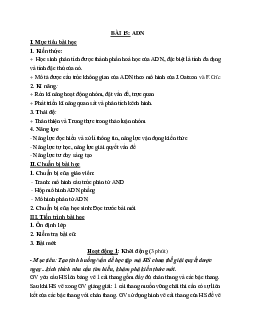 Giáo án Sinh học 9 Bài 15: ADN mới nhất - CV5512