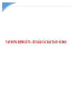 Vận dụng định lý Vi-et giải một số bài toán số học