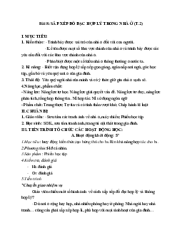 GIÁO ÁN CÔNG NGHỆ 6 BÀI 8: SẮP XẾP ĐỒ ĐẠC HỢP LÝ TRONG NHÀ Ở (T2) MỚI NHẤT