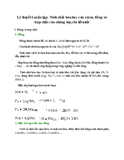 Lý thuyết Luyện tập: Tính chất hóa học của crom, đồng và hợp chất của chúng (mới 2023 + 7 câu trắc nghiệm) hay, chi tiết