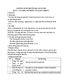 Giáo án Sinh học 12 Bài 17: Cấu trúc di truyền của quần thể (tiếp theo) mới nhất