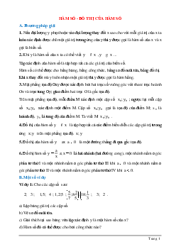 Phương pháp giải bài tập về Hàm số - Đồ thị hàm số chọn lọc