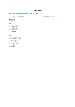 Tìm x: x : 34 = 6,75; x : 7,5 = 3,7 + 4,1  