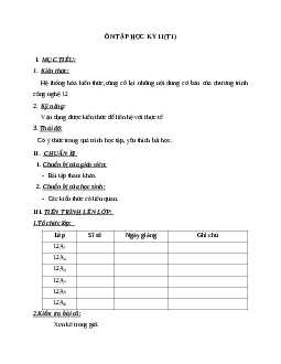 Giáo án công nghệ 12 ôn tập HKII mới nhất