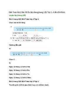 Giải SGK Toán lớp 2 Tập 1 trang 135, 136, 137 Bài 36: Ôn tập chung | Kết nối tri thức