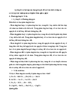 Lý thuyết và bài tập vận dụng chuyên đề oxi hóa khử có đáp án